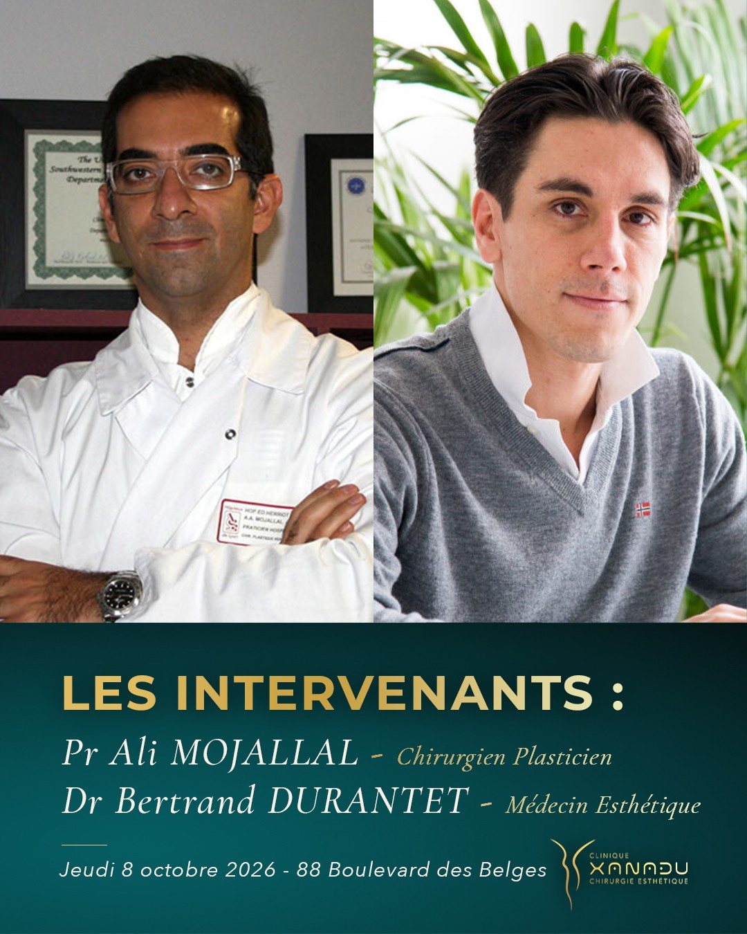 Le Pr Ali Mojallal et le Dr Bertrand Durantet, intervenants de la soirée du 8 octobre 2026
